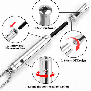 Stainless Steel Stop Smoking Relief Calming Mindfulness Vagus Nerve Exercise Mindful Reuseable Breathing <b>Necklace</b> <b>Long</b> <b>Chain</b> - Product Image 3