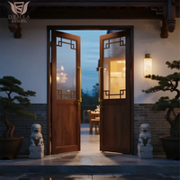DEMEA porte d'entrée principale en aluminium à rupture thermique panneau en verre dépoli de conception antique chinoise pour salon d'appartement résidentiel