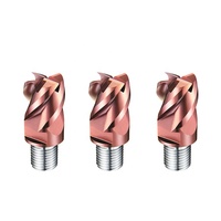 Têtes de fraisage interchangeables pour fraises à queue, M8 M10 M12 M16, à filetage carré et à rayon, en carbure, pour CNC, revêtement G12, OEM, 4 cannelures