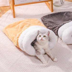 Pet Sleeping <b>Bag</b> For Cat Warm Faux Fur Rectangle <b>Bed</b> Autumn Winter Use - Product Image 2