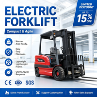 Chariot élévateur électrique industriel de 1,5 tonne avec batterie au plomb, transpalette, déplaceur latéral hydraulique, pneus pleins, à deux étages