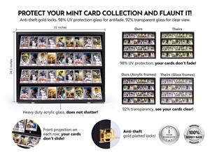 Cadre <span class=keywords><strong>photo</strong></span> en bois, vitrine verrouillable à 36 compartiments pour cartes à collectionner de basket-ball, football, hockey, protection UV, <span class=keywords><strong>verre</strong></span> cristal - Product Image 3
