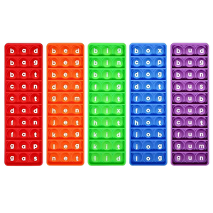 5 piezas de juguetes educativos Pop Fidget de silicona, con palabras CVC impresas en ambos lados, para el juego de fonética y lectura, juguetes para apretar - Product Image 1