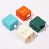 Caja de Anillos Moderna de Lujo, Color Naranja, 5x5cm, Biodegradable, con Tirador, para Regalo, con Logotipo Personalizado, Empaque para Joyería