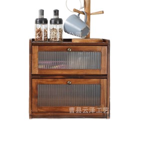 Wooden bread box, cross-border bread container storage box, double-layer food storage rack, <b>kitchen</b> storage and seasoning rack - Product Image 1