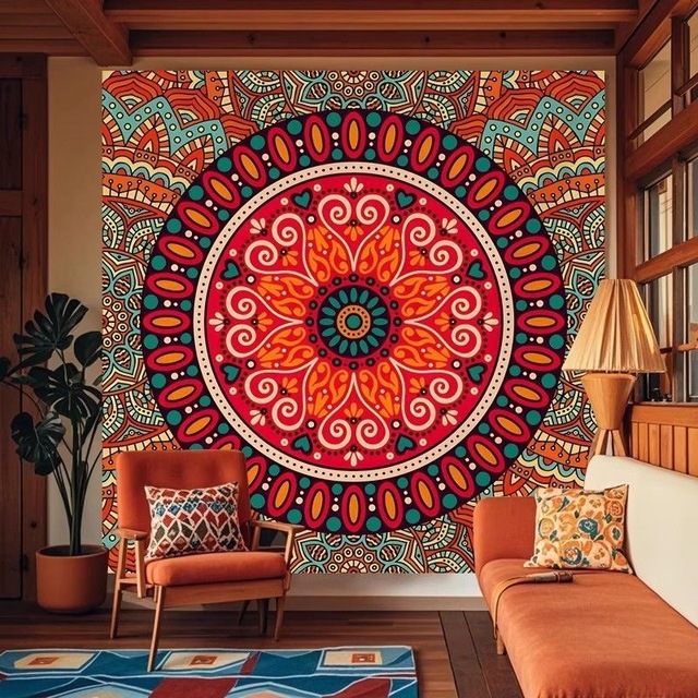 Bohemia Wall Hanging Tapestries Mandala Bar Decorative Background Cloth Ethnic Style Painting Tapestry for Home Decor