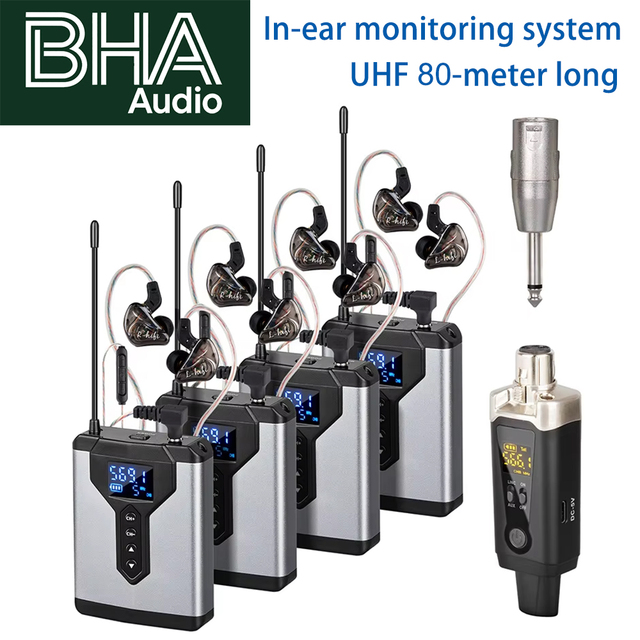 BHA JT-4 Wireless in Ear Monitor System Real Time System Live Streaming Stage Performance Host Band Rehearsal Earphone XLR Jack