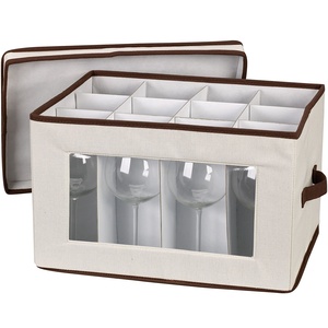 Twelve-Compartment <strong>Storage</strong> <strong>Box</strong> Beige and <strong>Brown</strong> <strong>Storage</strong> <strong>Box</strong> Tableware <strong>Storage</strong> <strong>Box</strong> for Storing Wine Goblets - Product Image 2