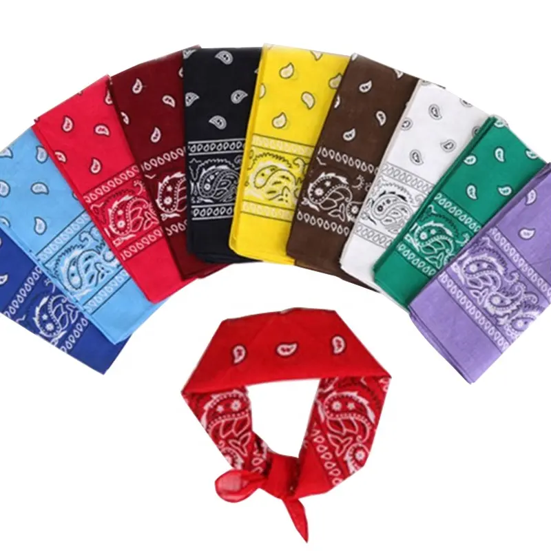 New Sale100% Cotton Comfortable Absorbent Fashion Cashew Flower Amoeba Colorful Multifunction Square Bandana