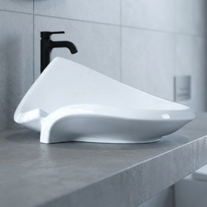 Évier de lavabo de salle de bain moderne en céramique et granit, à poser sur comptoir, à prix abordable - Product Image 5