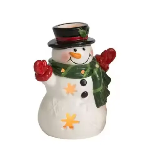 Recipiente de cerâmica para velas de boneco de neve de Natal, de alta qualidade, criativo, cera de soja, queimador de óleo cerâmico, potes de velas aquecedores de cera