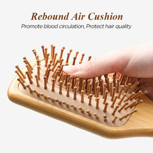 Cojín de cepillo de pelo de paleta de madera antiestático compacto con logotipo personalizado peine de masaje ovalado para desenredar - Product Image 5