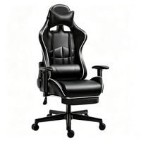 Chaise de jeu robuste à dossier haut en cuir PU, pivotante à 360 degrés, avec base en métal et repose-pieds pour adultes corpulents