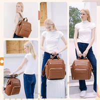 Sac à dos de luxe en cuir PU de haute qualité, sac à langer avec poches antivol, isolé, résistant à l'eau, grande capacité pour