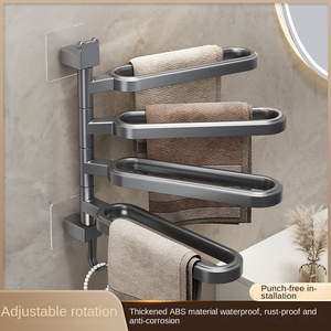 Porte-serviettes rotatif multi-pôles non perforé, design moderne et écologique, pour salle de bain et cuisine, rangement suspendu - Product Image 1