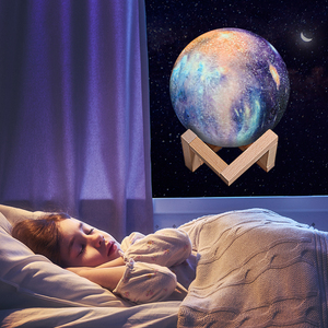Lampe Led imprimée en 3D représentant la lune, interrupteur tactile, avec port Usb, design créatif, lumière à couleur changeante, luminaire décoratif d'intérieur, idéal pour un cadeau - Product Image 5