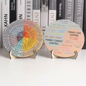 Disco de Madera con Rueda de Emociones de Doble Cara, Tabla de Emociones para la Salud Mental, Adorno para el Hogar y la Oficina - Product Image 1