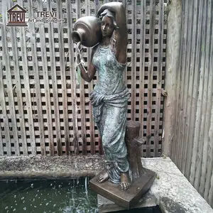 Garden Decoration Graceful Lady Statue Brass Bronze Water Fountain