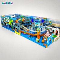 Equipo de Juego Infantil Comercial con Temática Oceánica, Toboganes de Madera para Niños, Área de Juegos Interior de Plástico