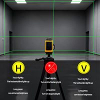 Niveau laser rotatif 4D à lumière verte 16 lignes croisées 360° avec auto-nivellement pour usage industriel et bricolage