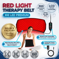 Cinturón de Terapia de Luz Roja Infrarroja con 300 LED Certificado por ISO, Almohadilla Extra Grande para Uso en Cintura, Hombro y Pierna