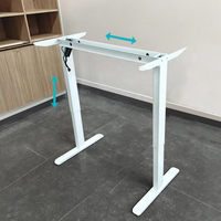 Cadre de bureau assis-debout électrique en métal à moteur unique, avec double support de jambe, réglable en hauteur et en largeur, design moderne pour bureau à domicile