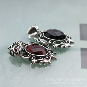 yunnique Stainless Steel <b>Red</b> Gemstone Teardrop Pendant Solitaire For Men And Women Fashion Necklace Charm - Product Image 3