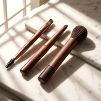 Pinceau à sourcils professionnel double embout avec brosse à cils et pinceau à poudre, manche or rose, pour le modelage et l'entretien des sourcils, outils de beauté