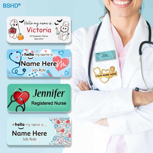 Proveedor logotipo personalizado etiqueta de nombre personalizado epoxi nombre identificación empleados médicos enfermera Botón de enfermería insignia con Pin magnético - Product Image 1