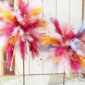 Meiyu Craft Fleurs artificielles en plumes, herbe paon 'Esprit Volant' à 7 branches en polyester, pour décoration de fête et accessoires de photographie de mariage - Product Image 3