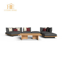 Ensemble de canapés en teck de luxe, canapé de jardin, villa, hôtel, canapé en bois résistant aux intempéries, canapé d'extérieur en forme de L