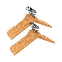Cintre en bois à tête plate avec barre antidérapante en bois naturel pour armoire et salon, idéal pour l'affichage de manteaux, chemises et vêtements