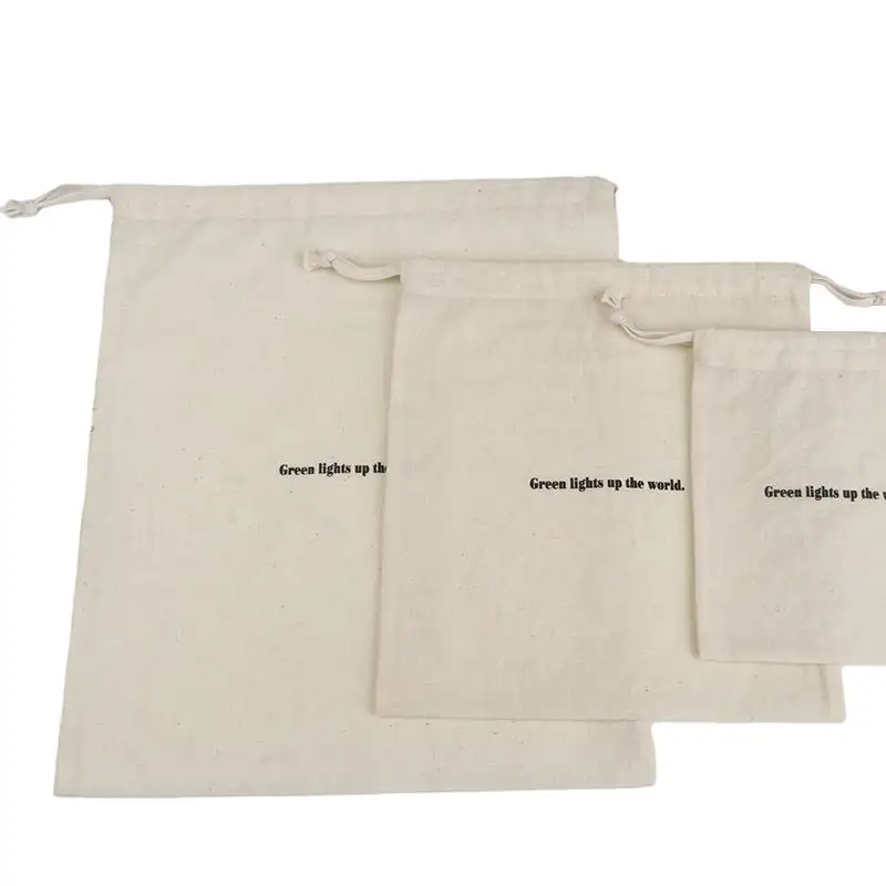 100% Logotipo Personalizado Orgânico Impresso Pequeno Compras Lona De Linho Gift Pouch Underwear Embalagem Poeira Algodão Drawstring Bag