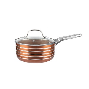 Cacerola de aluminio antiadherente Premium con tapa de vidrio Distribución rápida del calor y utensilios de cocina de fácil limpieza - Product Image 2