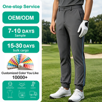 Leichte Herren-Golfhose in Hellgrau, Jogger-Stil mit Elastischen Bündchen, Schnelltrocknende Stretch-Golfhose