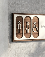 Plaque murale personnalisée en métal 3D pour toilettes, logo d'entreprise en acier inoxydable, signalétique directionnelle, mariage