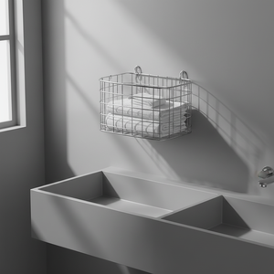 Scaffale Minimalista Rettangolare in <span class=keywords><strong>Ferro</strong></span>/Acciaio Inox da Parete Senza Foratura a Singolo Ripiano per Cucina con Scarico - Stile INS - Product Image 4
