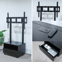 Stand TV Mobile Bermotor dengan Kabinet, Panel Sentuh Dua Kolom, dan Remote Control, Troli TV Elektrik untuk Smart TV 65-100 Inch