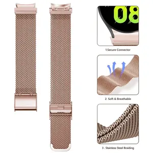 Correa para Samsung <span class=keywords><strong>Galaxy</strong></span> Watch 4 5 6 40 44mm 6 4 <span class=keywords><strong>Classic</strong></span> 43mm 42 <span class=keywords><strong>46</strong></span> 47mm Sin huecos Acero Loop Metal Band <span class=keywords><strong>Galaxy</strong></span> 5Pro 45mm Pulsera - Product Image 4