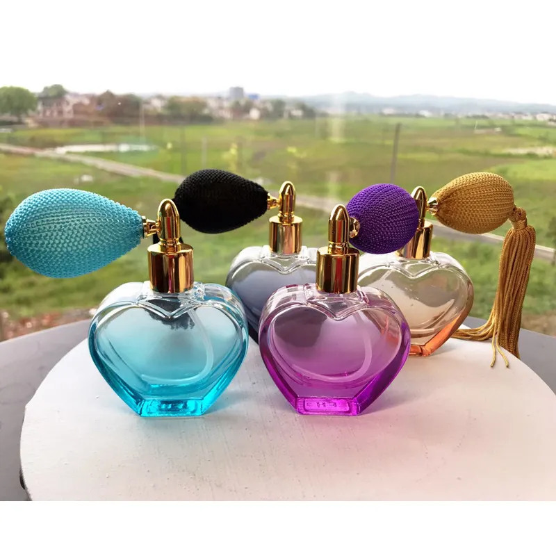 High-end fashion Heart Shape Air Bag Bottle 30 ml Glass spray bottle Cosmetic perfume bottle