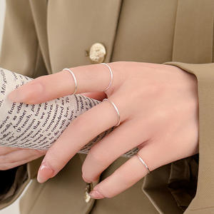 Simple S925 sterling silver Gold plating <b>plain</b> band <b>ring</b>, suitable for women versatile for everyday wear and layering - Product Image 2