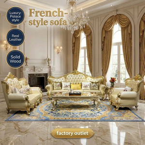 Divano <span class=keywords><strong>in</strong></span> <span class=keywords><strong>Pelle</strong></span> di Lusso Francese per Soggiorno, Mobili per Villa Personalizzati di Alta Qualità Europea, Intagliati a Mano <span class=keywords><strong>in</strong></span> Legno Massello - Product Image 3