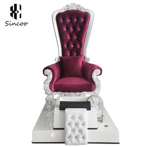 Manufacturer European Style Crown Design <b>High</b> <b>Back</b> Spa Pedicure Chair Base Integrated Water Massage Foot Bath Pedicure Chair - Product Image 4