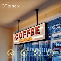 Boîte à lumière LED personnalisée multi-styles avec lettres, écran lumineux pour magasin de détail, à suspendre au mur ou à poser au sol