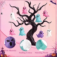 Lot de 24 décorations d'Halloween en feutre pour intérieur et extérieur, ornements fantômes 3D suspendus pour arbre d'Halloween, loisirs créatifs et cadeaux de fête