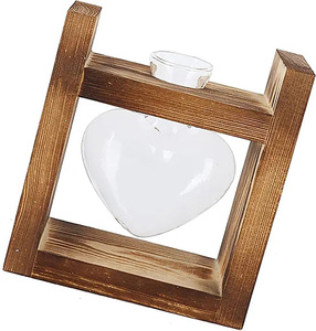 NEW Heart Shape Glass Vase Hydroponic Vases Terrarium Planter With Wooden <b>Stand</b> for Indoor Wedding Desktop Decoration - Product Image 5