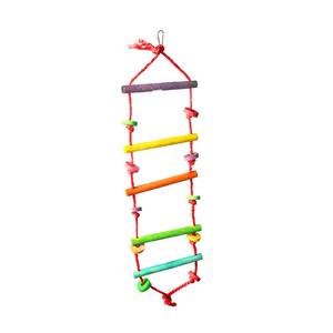 Giocattolo Ecologico e Sostenibile per l'Addestramento degli Uccelli, Scala-Ponte in Legno con Corda Commestibile in Acciaio Inox, Giocattolo per Pappagalli Piccoli/Medi - Product Image 2