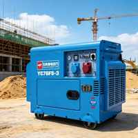 Groupe électrogène diesel silencieux 7 kW Yuchai YC7GFS-3 à châssis ouvert, 50/60 Hz, 91 % d'efficacité pour 230 V/400 V, usage mondial