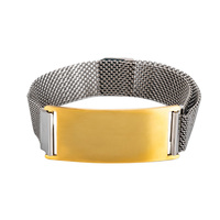 Gelang Pasangan Trendy dari Baja Anti Karat dengan Jaring, Dapat Dikustomisasi,  Personalisasi,  Kosong, Magnetik, untuk Pria
