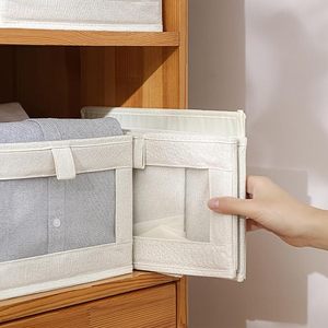 Closet Storage Bins <b>Linen</b> Closet <b>Baskets</b> Foldable Closet Organizer Bins with Clear Window for Organizing Clothing, Jeans,Shelves - Product Image 6